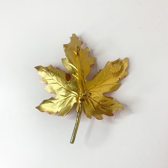 Vintage Original By Robert Red Maple Leaf Pin Brooch Enamel 3 Inch - Picture 3 of 5